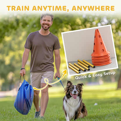 Set de agilidad para perros con conos y postes ajustables