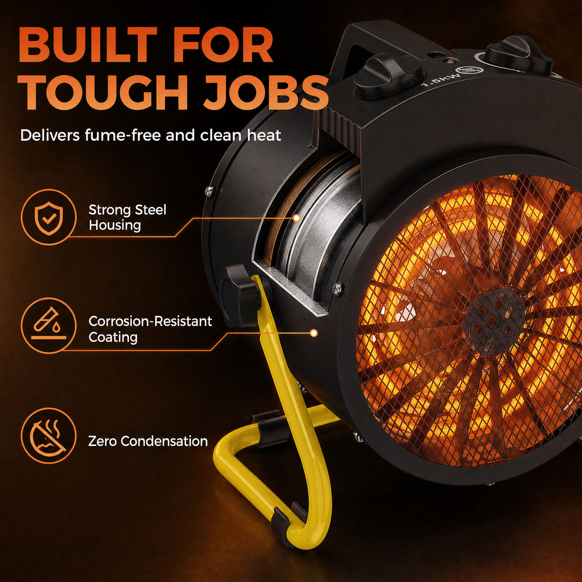 Electric Fan Heater 1500W — Stainless Steel