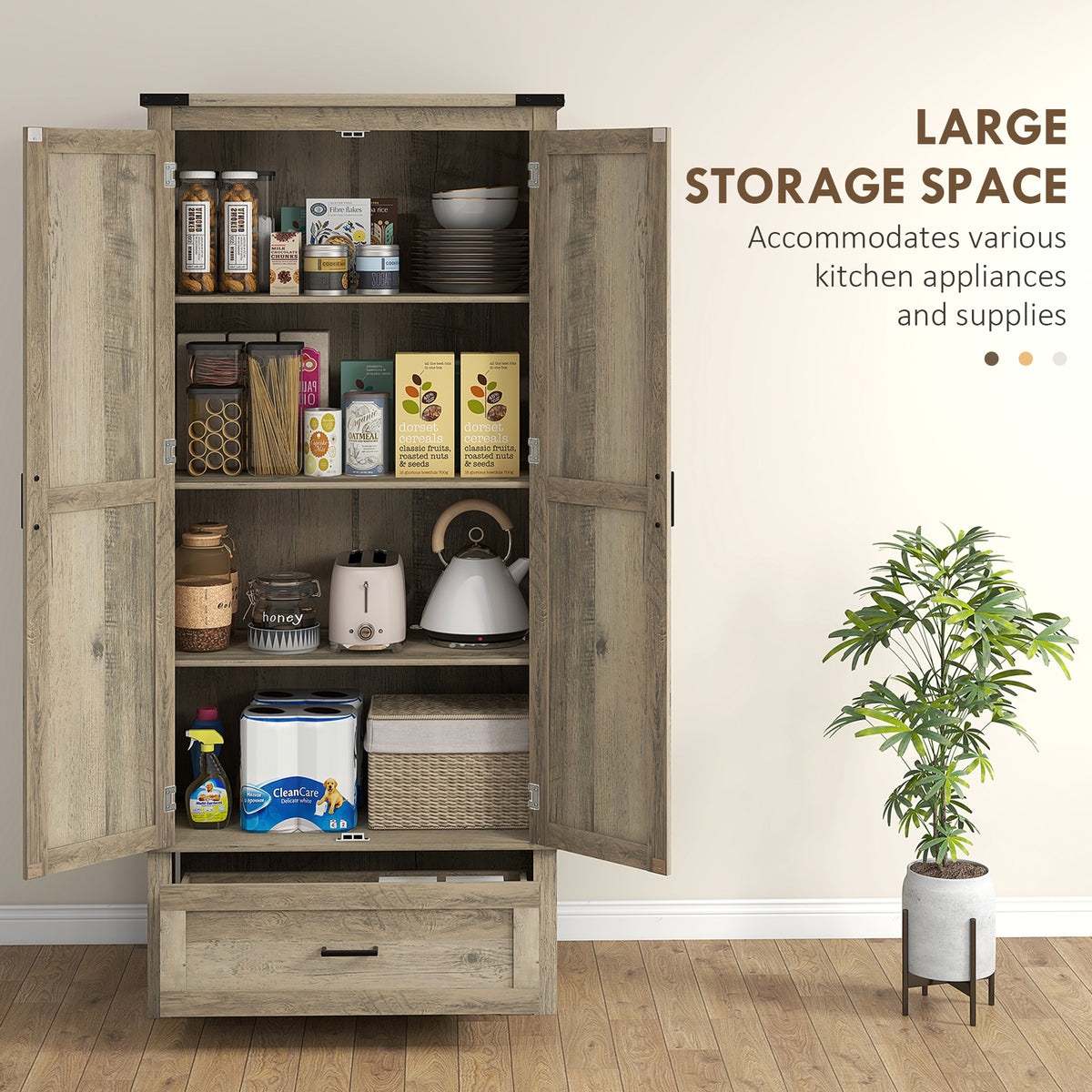 Farmhouse Kitchen Pantry Cabinet 69 in Tall