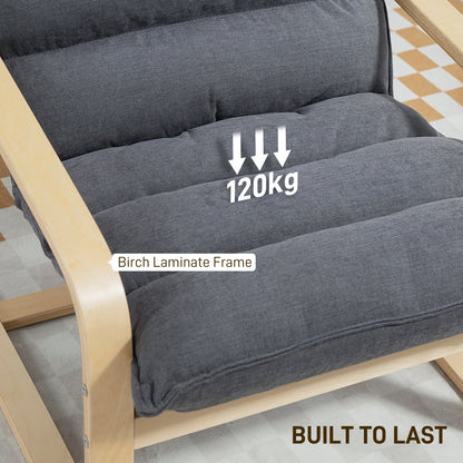 High-Back Velvet Accent Armchair Curved Birch Legs