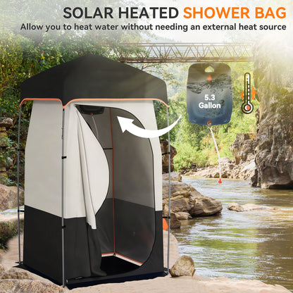 Tienda de ducha para camping con bolsa solar portátil