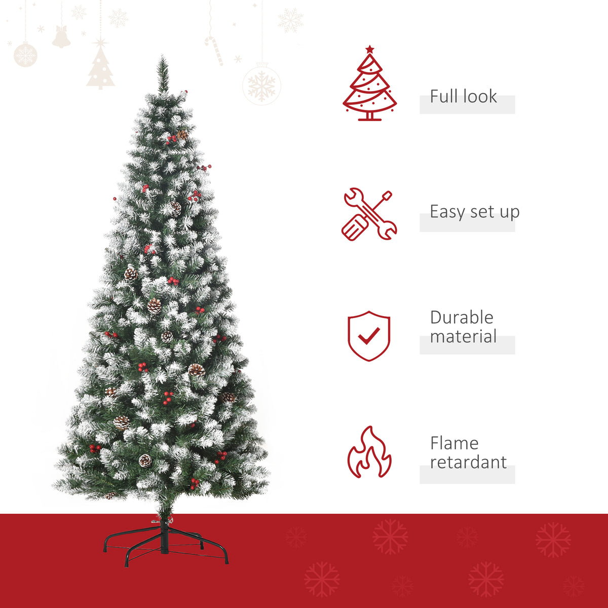 Flocked pencil artificial Christmas tree