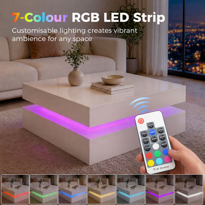 2-Tier LED Coffee Table High Gloss
