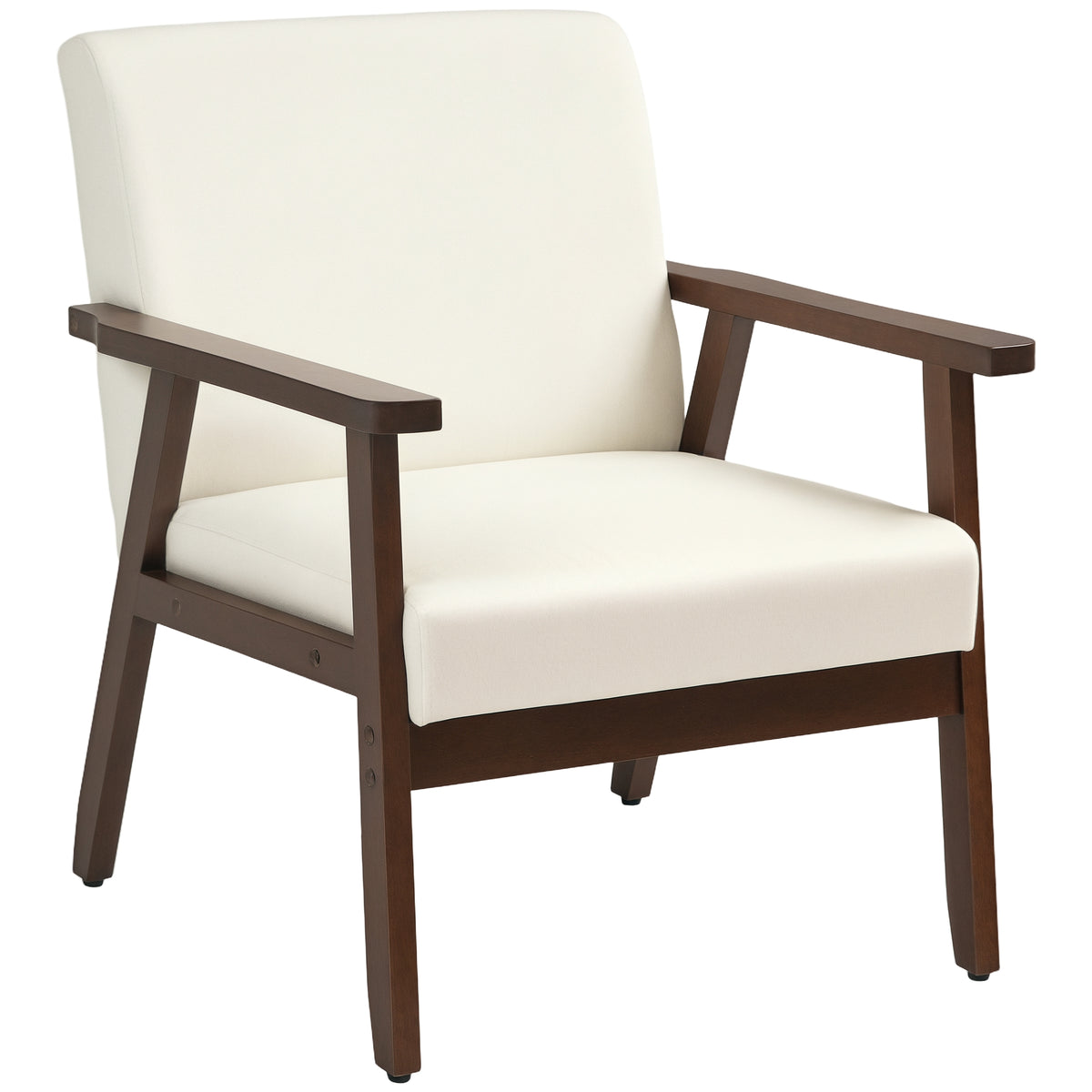 Sillón auxiliar acolchado con reposabrazos de madera