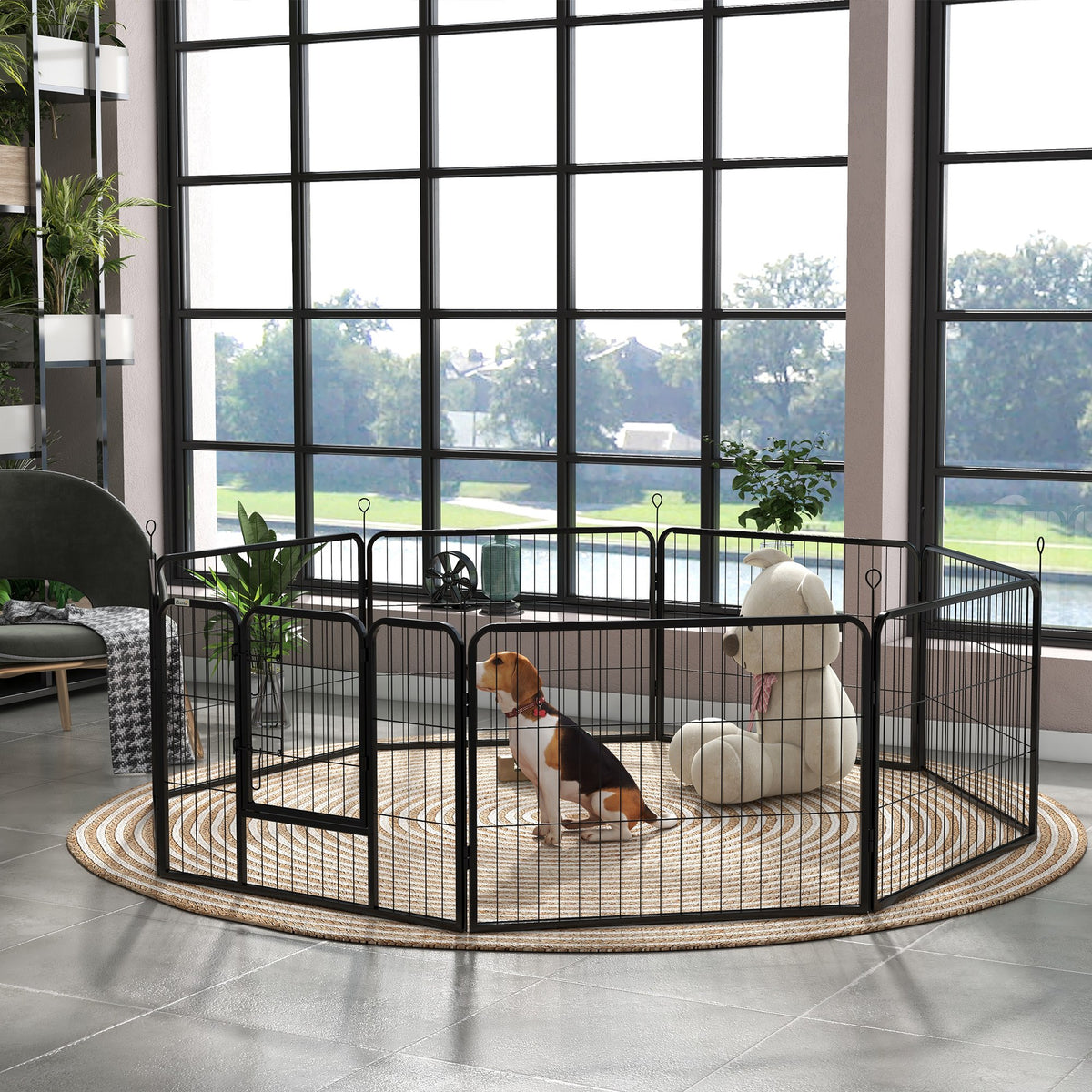 Parque para perros de 8 paneles, 23,5 pulgadas de altura