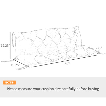 3-Seater Porch Swing Cushion with Backrest Non-Slip