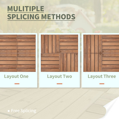Interlocking Wood Deck Tiles — 27-Piece Set