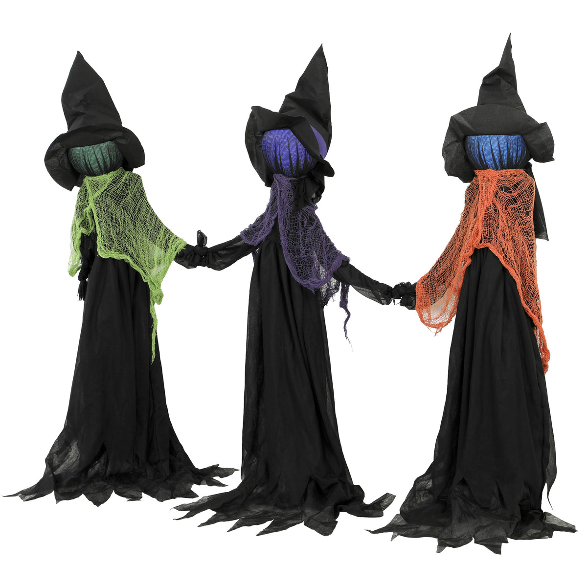 Trío de brujas luminosas para jardín de Halloween