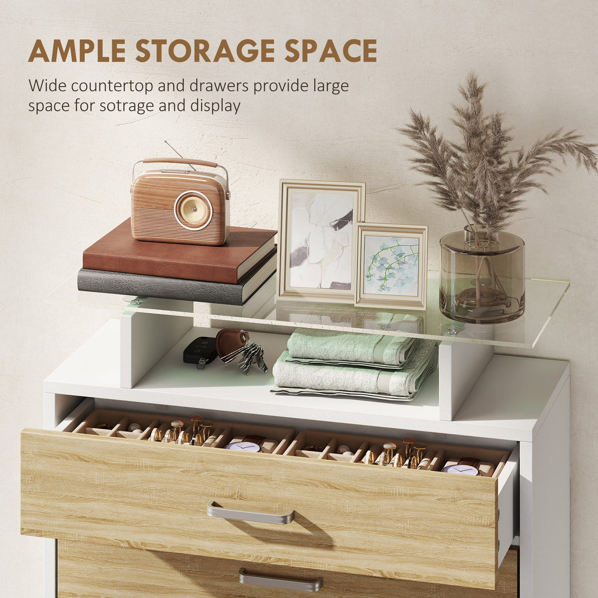 Slim flip drawer shoe cabinet