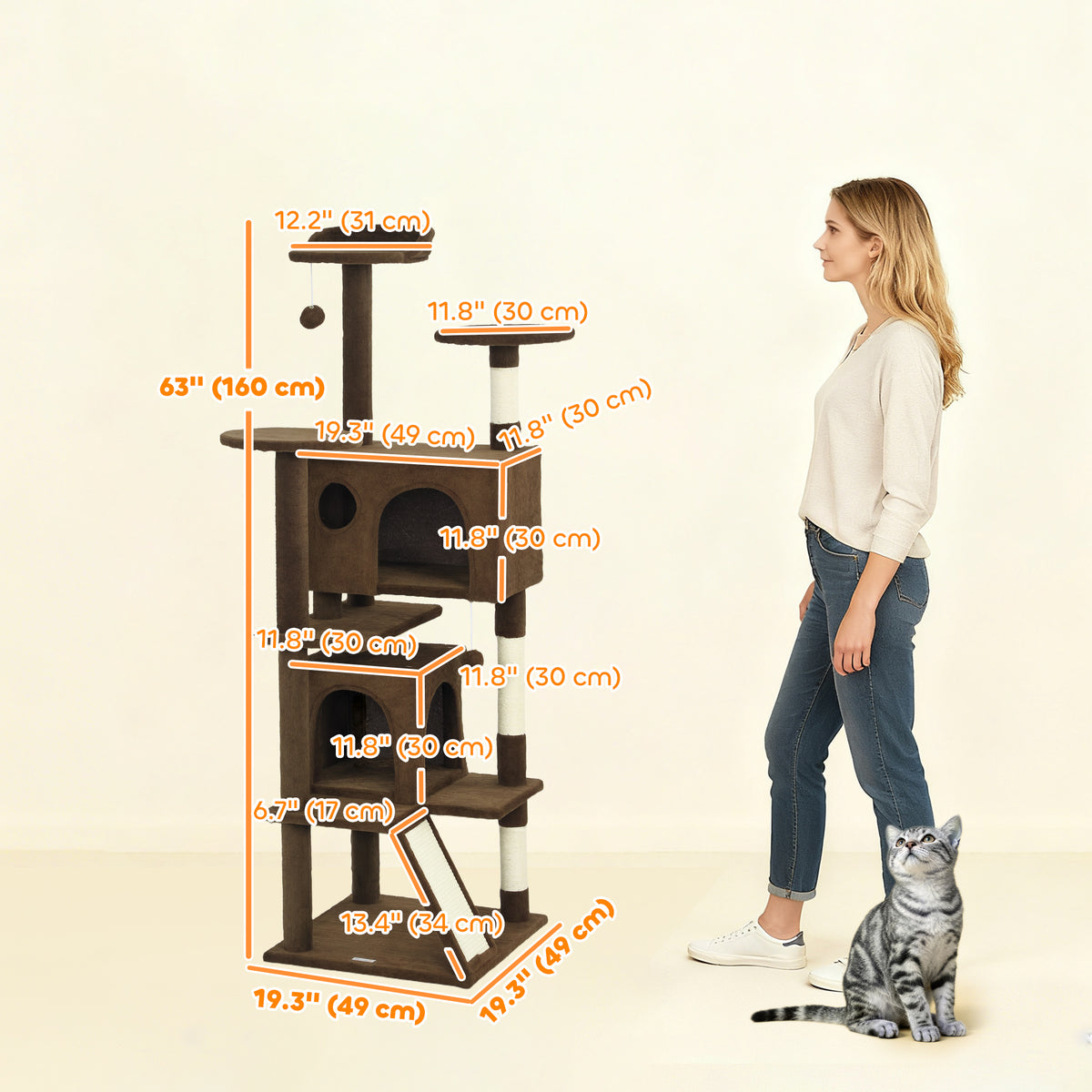 Árbol para gatos de varios niveles de 160 cm