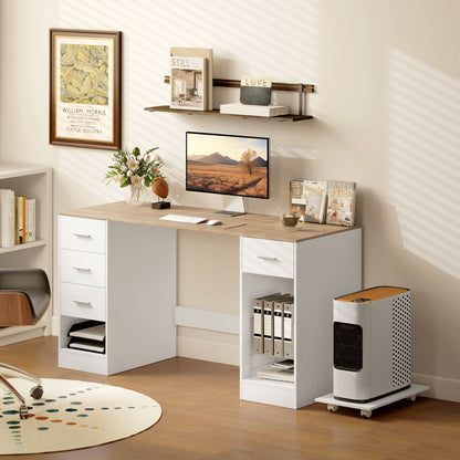Computer Desk with 4 Drawers and Mobile CPU Stand