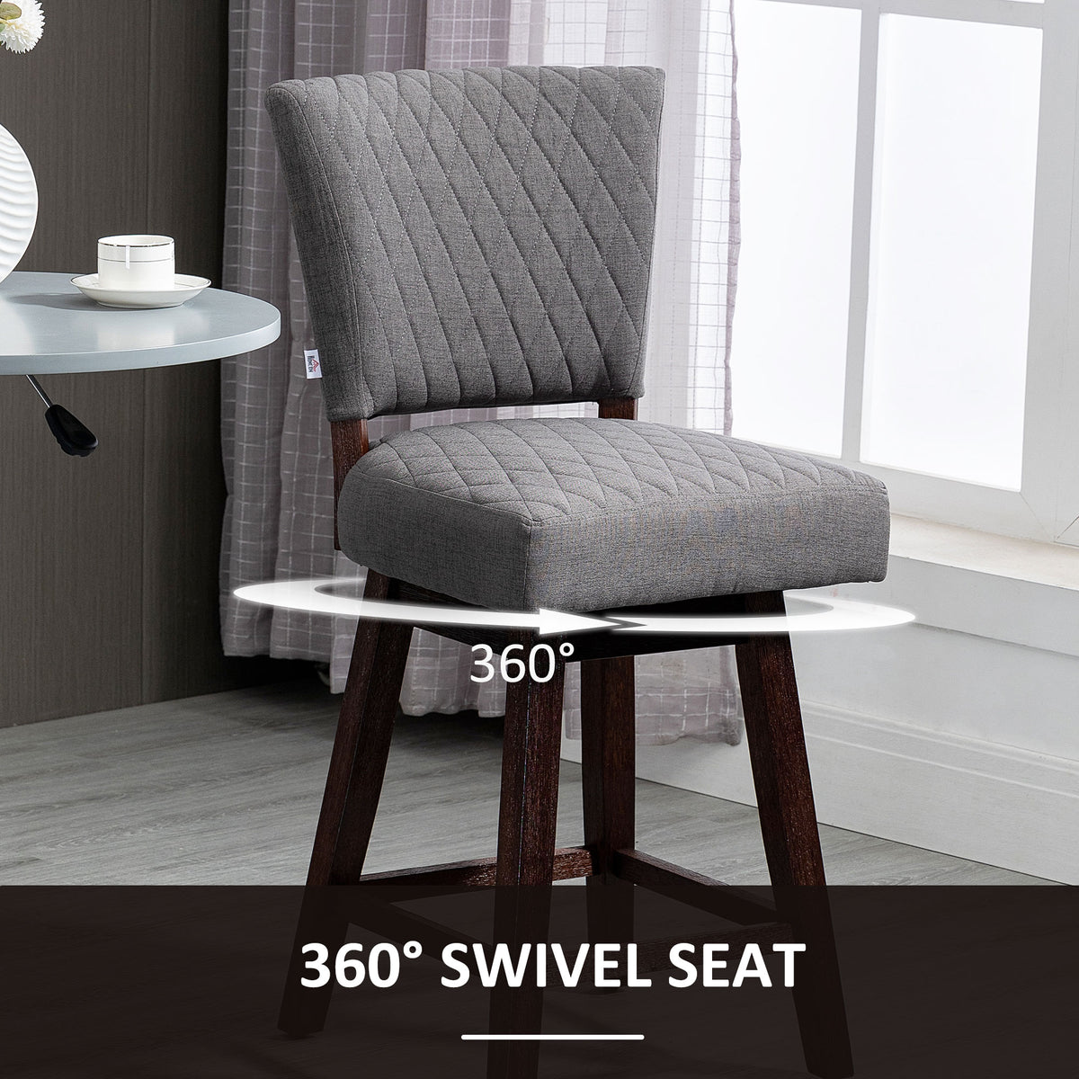 Swivel bar stools set of 2 with wood legs