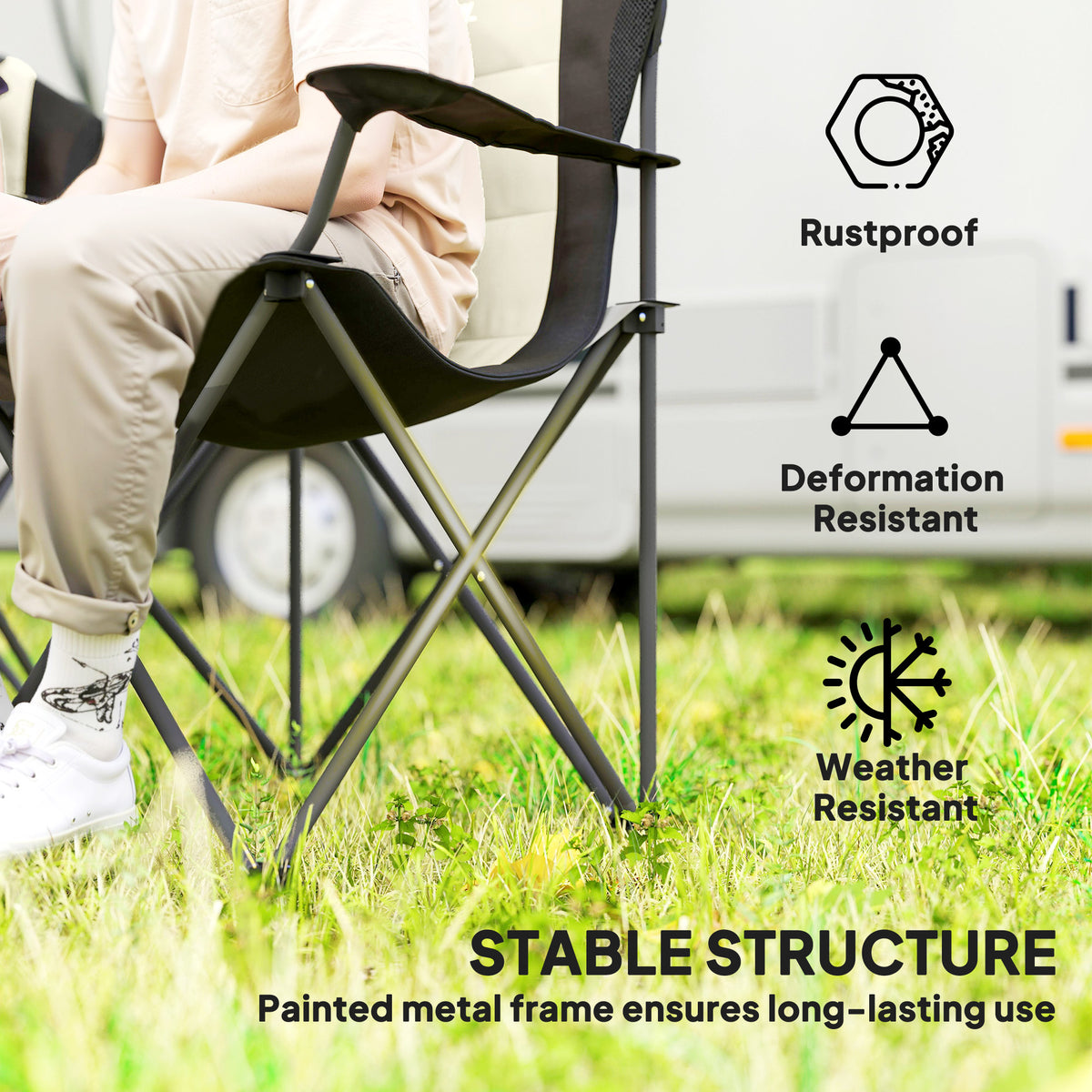 High Back Folding Camping Chairs with Cup Holder
