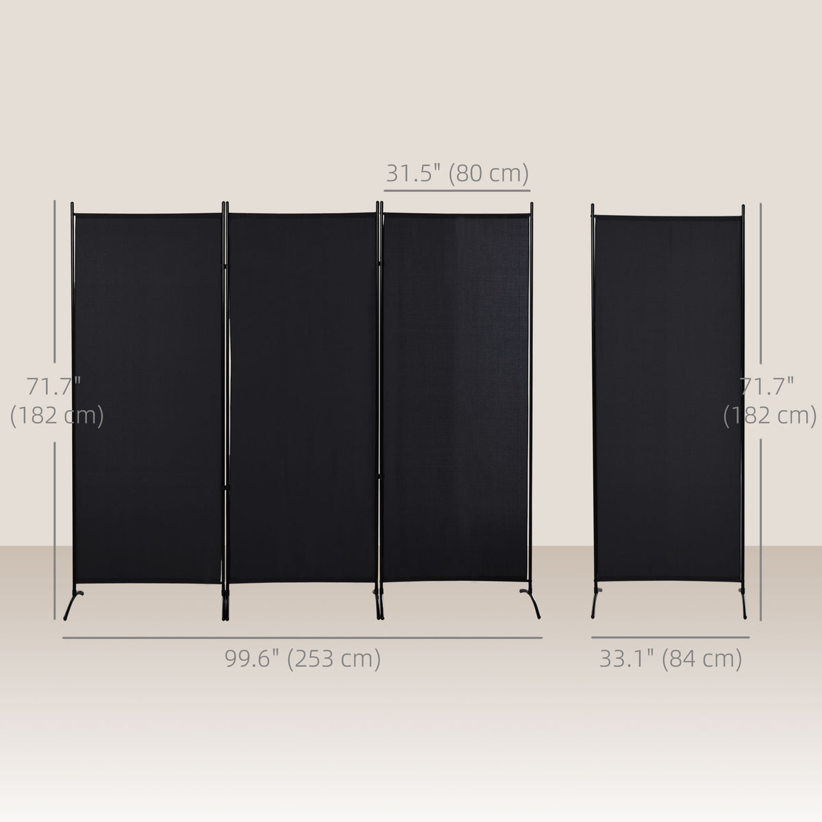 3-Panel Room Divider with Dual-Directional Hinges