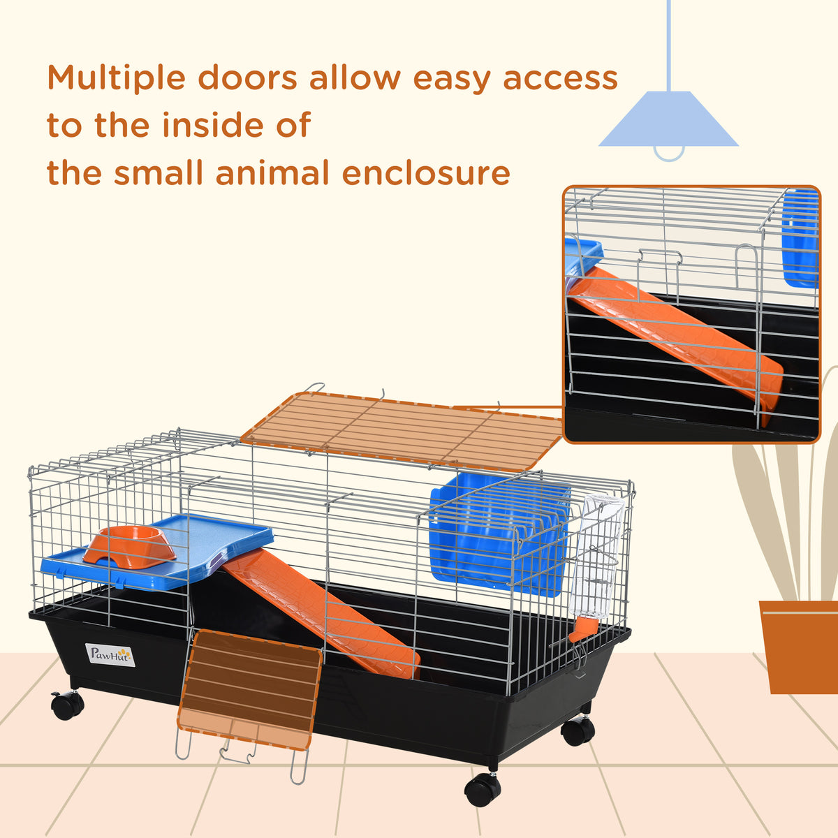 Small Animal Cage with Wheels and Accessories