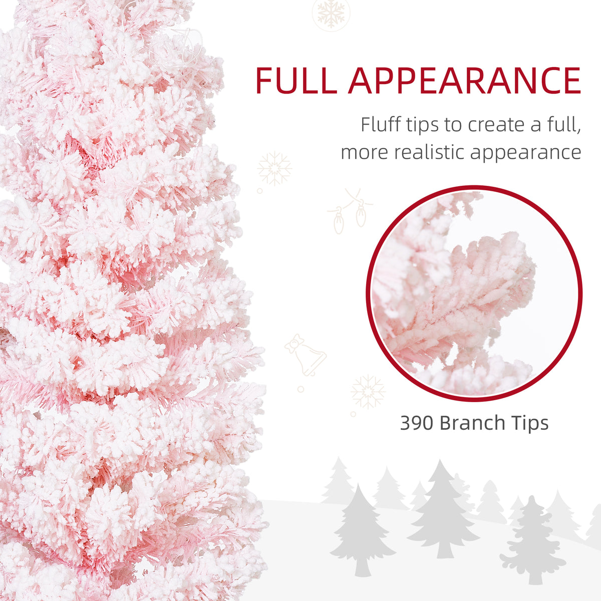 Árbol de Navidad lápiz nevado plegable 183 cm