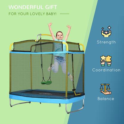 Kids Trampoline with Safety Net and Swing