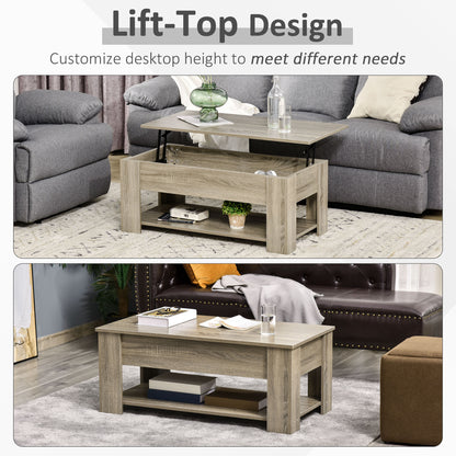 Lift Top Coffee Table with Hidden Storage and Open Shelf