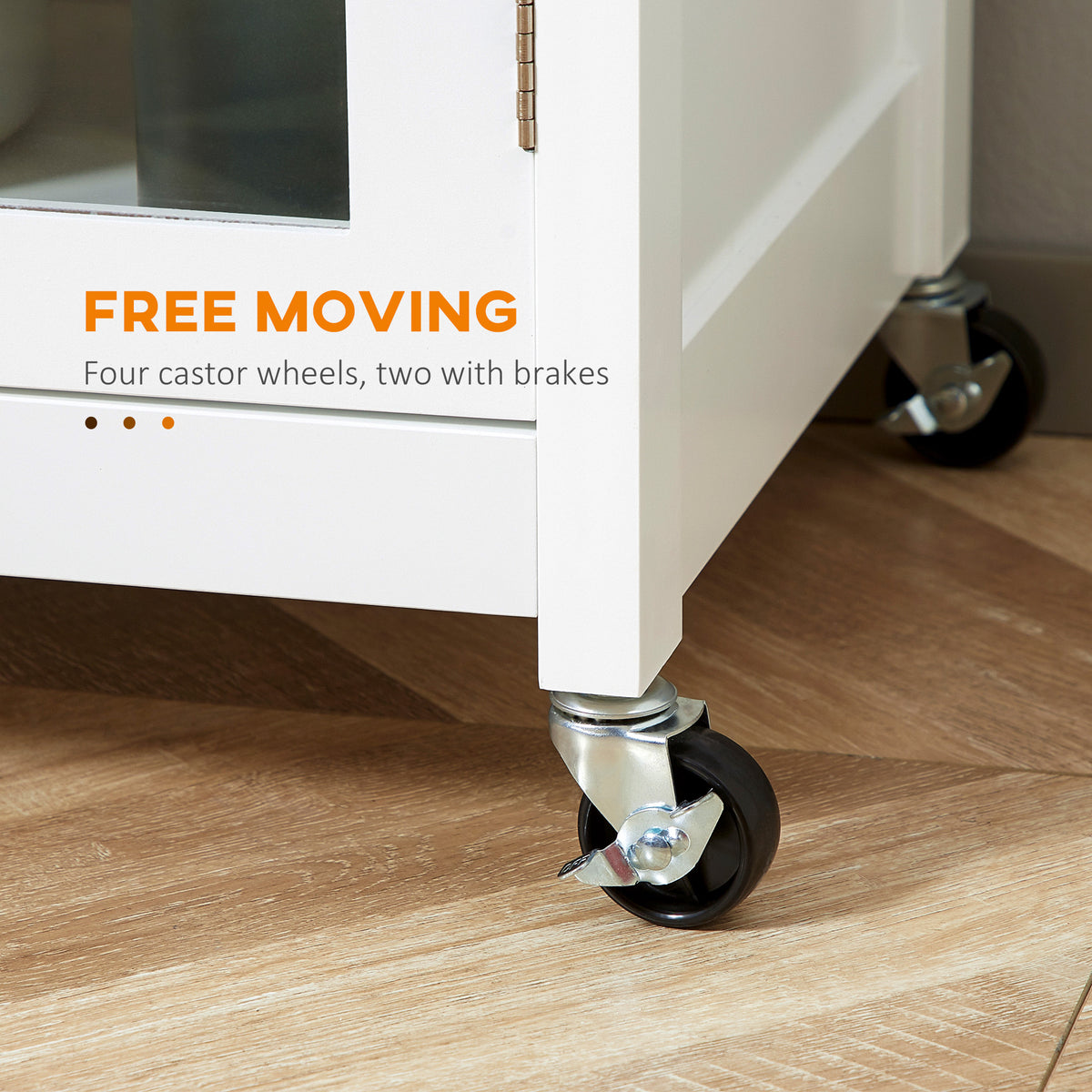 Rolling kitchen cart with drawer and cabinet