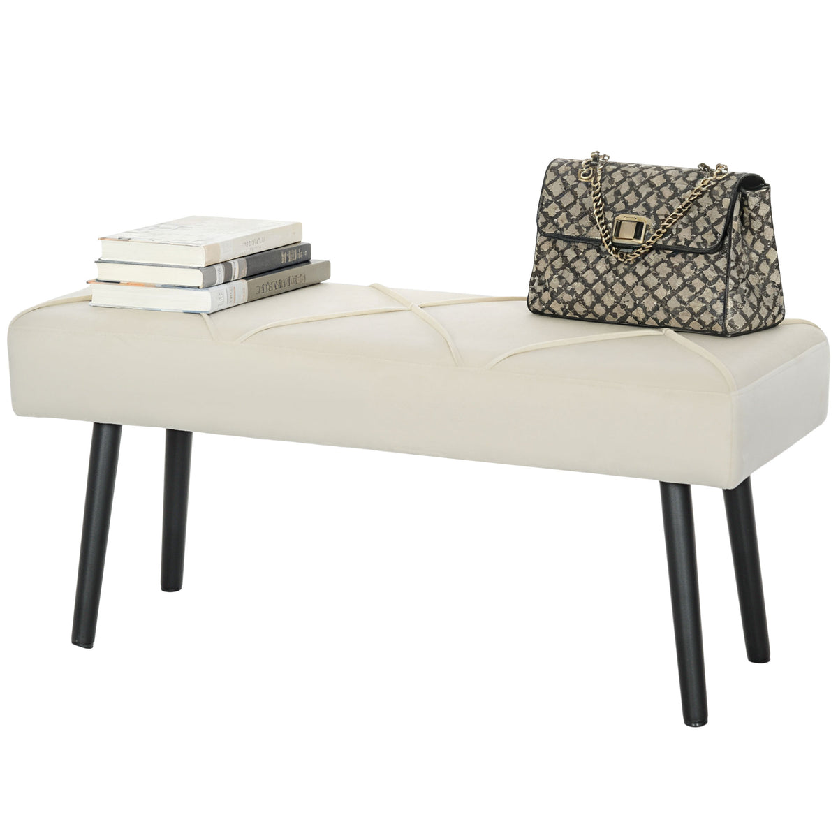 Upholstered Velvet Bedroom Bench — Steel Legs