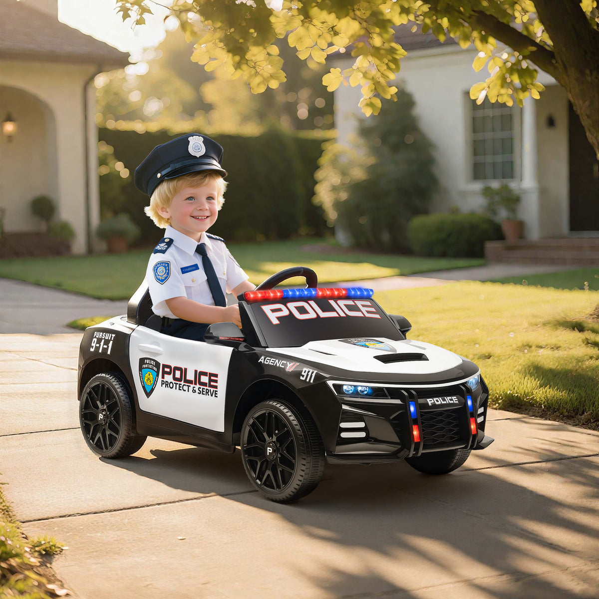 Kids Electric Ride-On Police Car with Remote Control