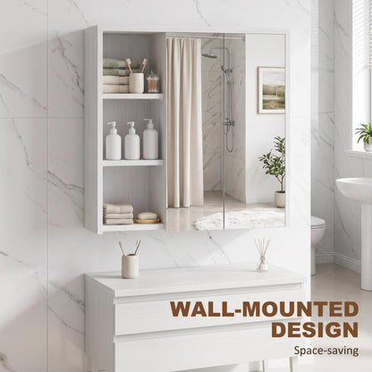 Bathroom medicine cabinet with mirror and open shelves