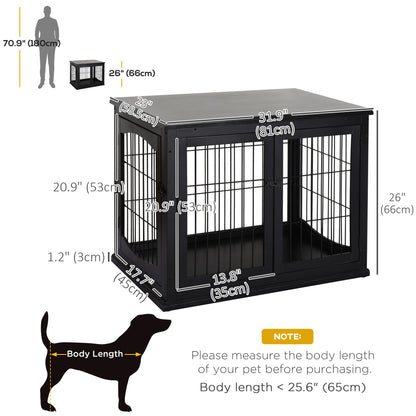 Dog Crate End Table Double Door 26 Inch