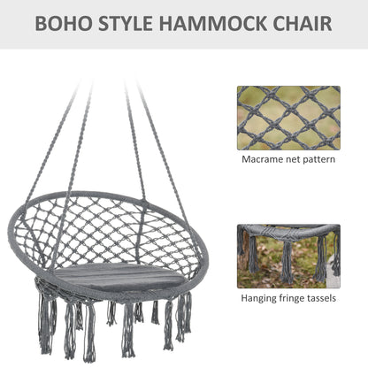 Silla hamaca colgante bohemia con flecos