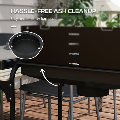 Portable charcoal barbecue grill with adjustable height