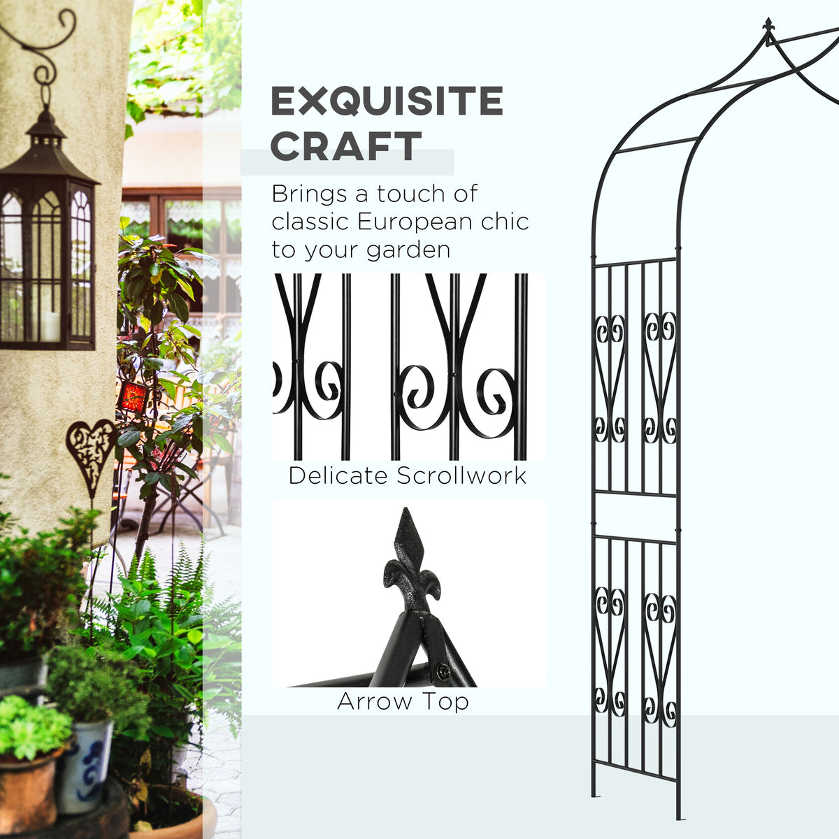 Arco de jardín decorativo con celosía 265 cm