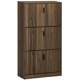 Narrow shoe storage cabinet with 3 flip drawers