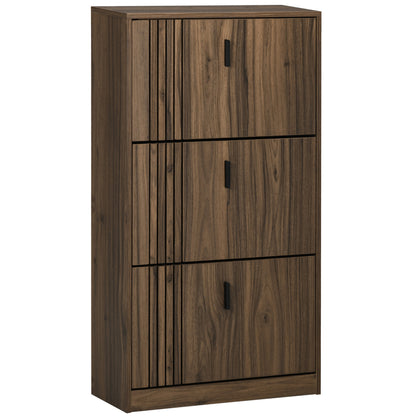 Narrow shoe storage cabinet with 3 flip drawers