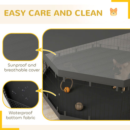 Parque plegable para perros de 8 paneles con techo