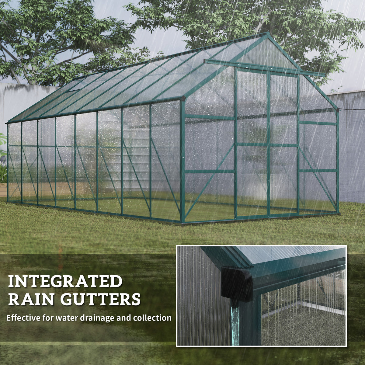 5x2.5m Aluminum Polycarbonate Greenhouse with Sliding Door