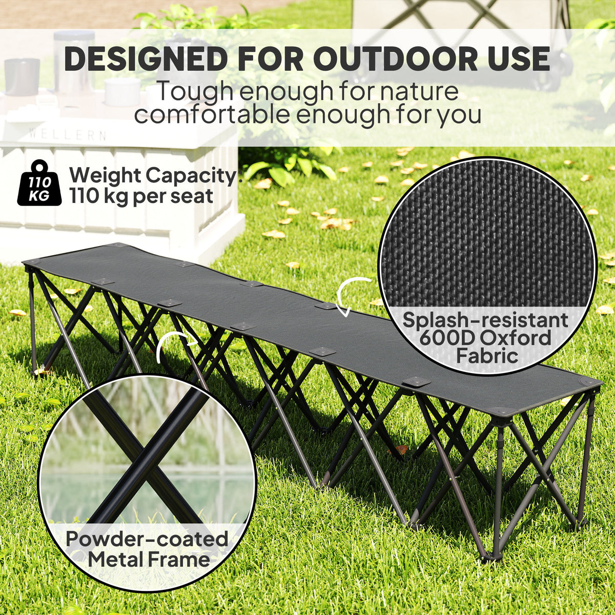 Portable Folding 6-Seat Bench for Camping and Sports