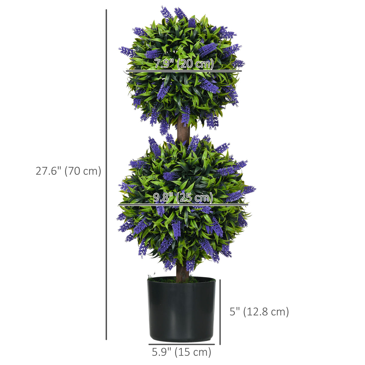 Artificial lavender trees set 2 flower ball plants