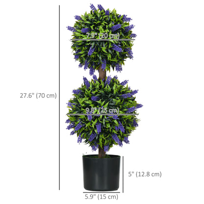 Artificial lavender trees set 2 flower ball plants