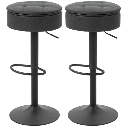 Set of 2 Bar Stools with Storage Swivel
