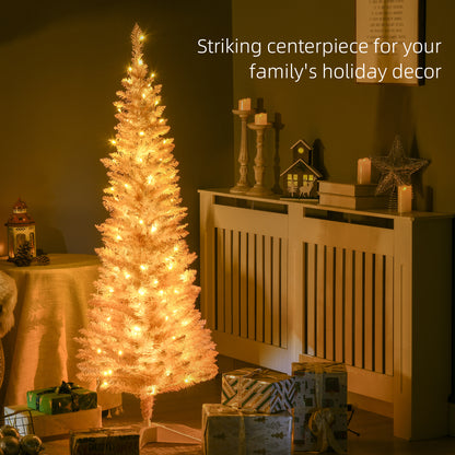 Pre-lit artificial slim pencil Christmas tree