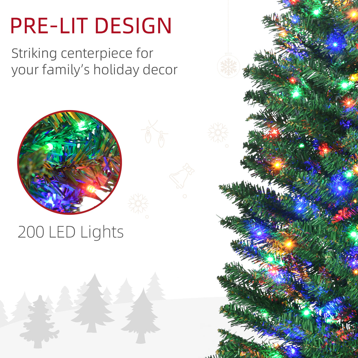 LED ਲਾਈਟਾਂ ਵਾਲਾ 6 ਫੁੱਟ ਦਾ ਪਤਲਾ ਆਰਟੀਫੀਸ਼ੀਅਲ ਸਪਰ