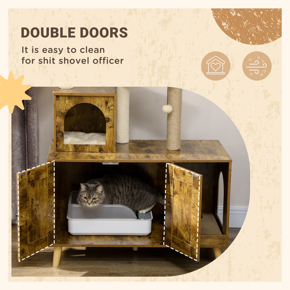 Litter Box Enclosure with Cat Tree Tower