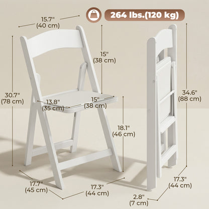 Padded Folding Resin Chairs, Set of 4