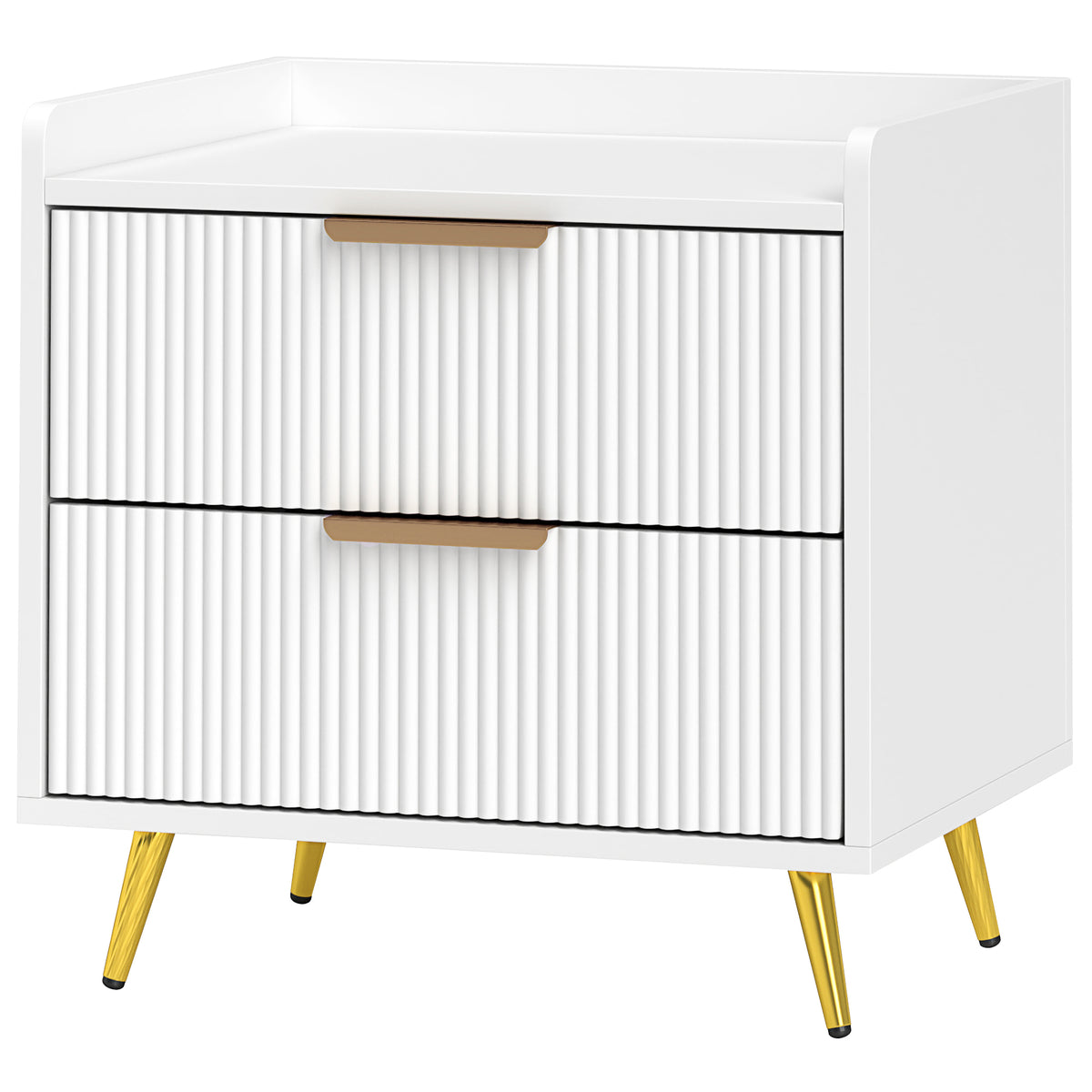 Nightstand with 2 Drawers and Metal Legs
