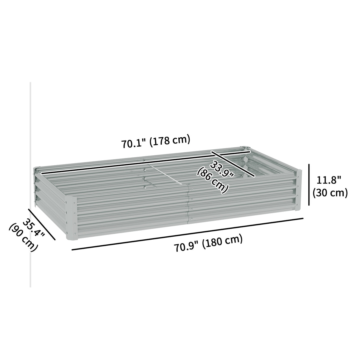 Raised Garden Bed Galvanized Steel 180 x 90 cm