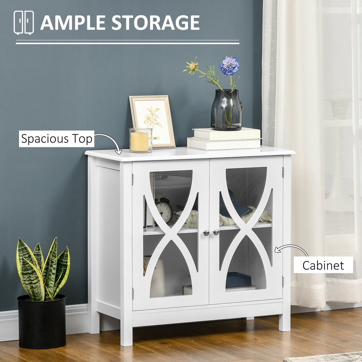Kitchen sideboard with glass doors