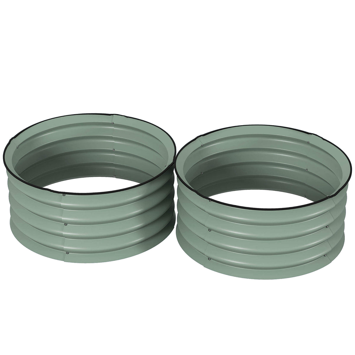 Set of 2 Raised Garden Beds Galvanised Steel Safety