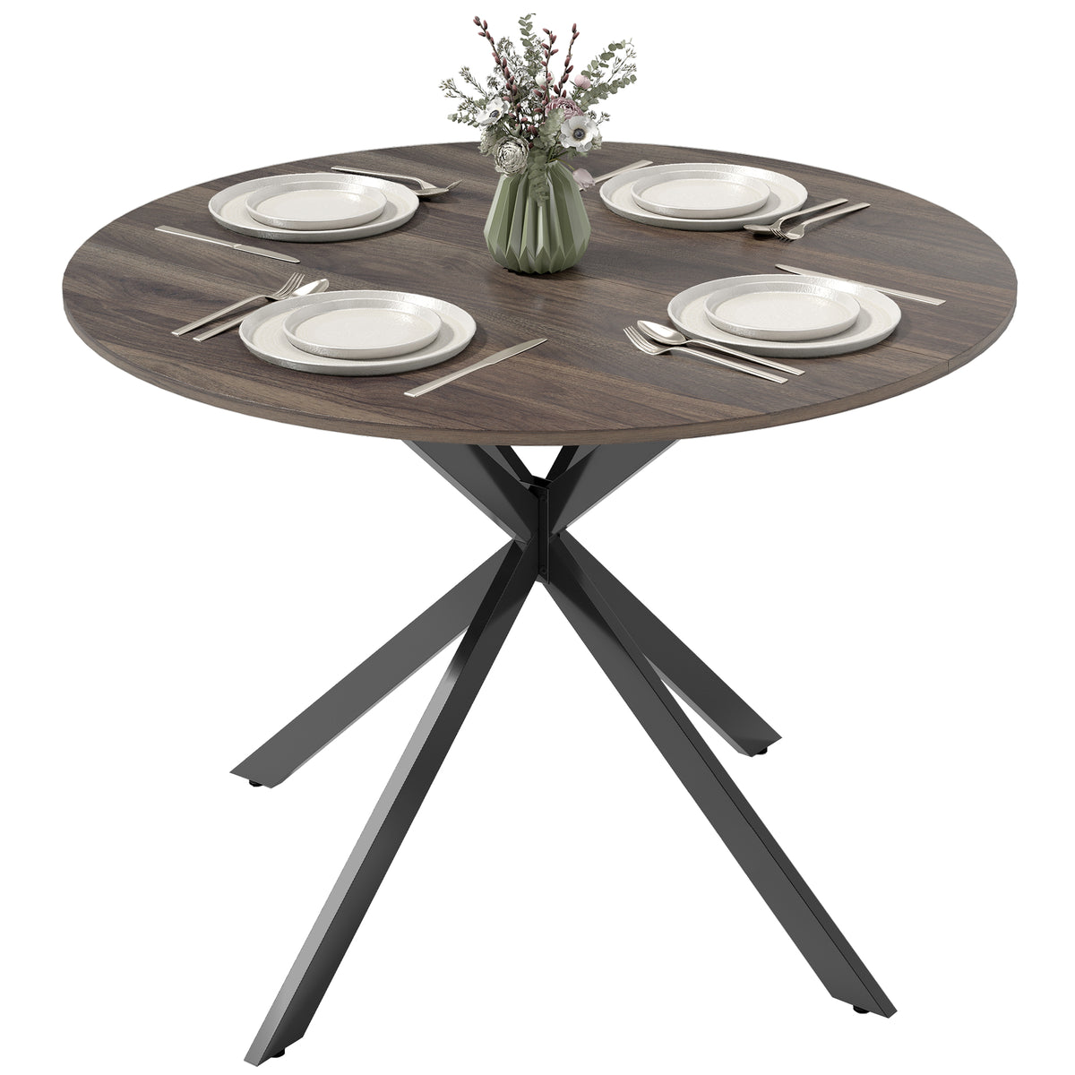 Round Kitchen Table 40 inch — black