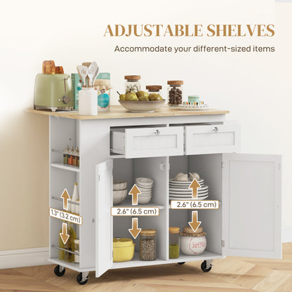 Rolling kitchen island with adjustable shelves