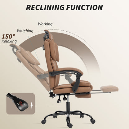 Ergonomic reclining office chair with footrest