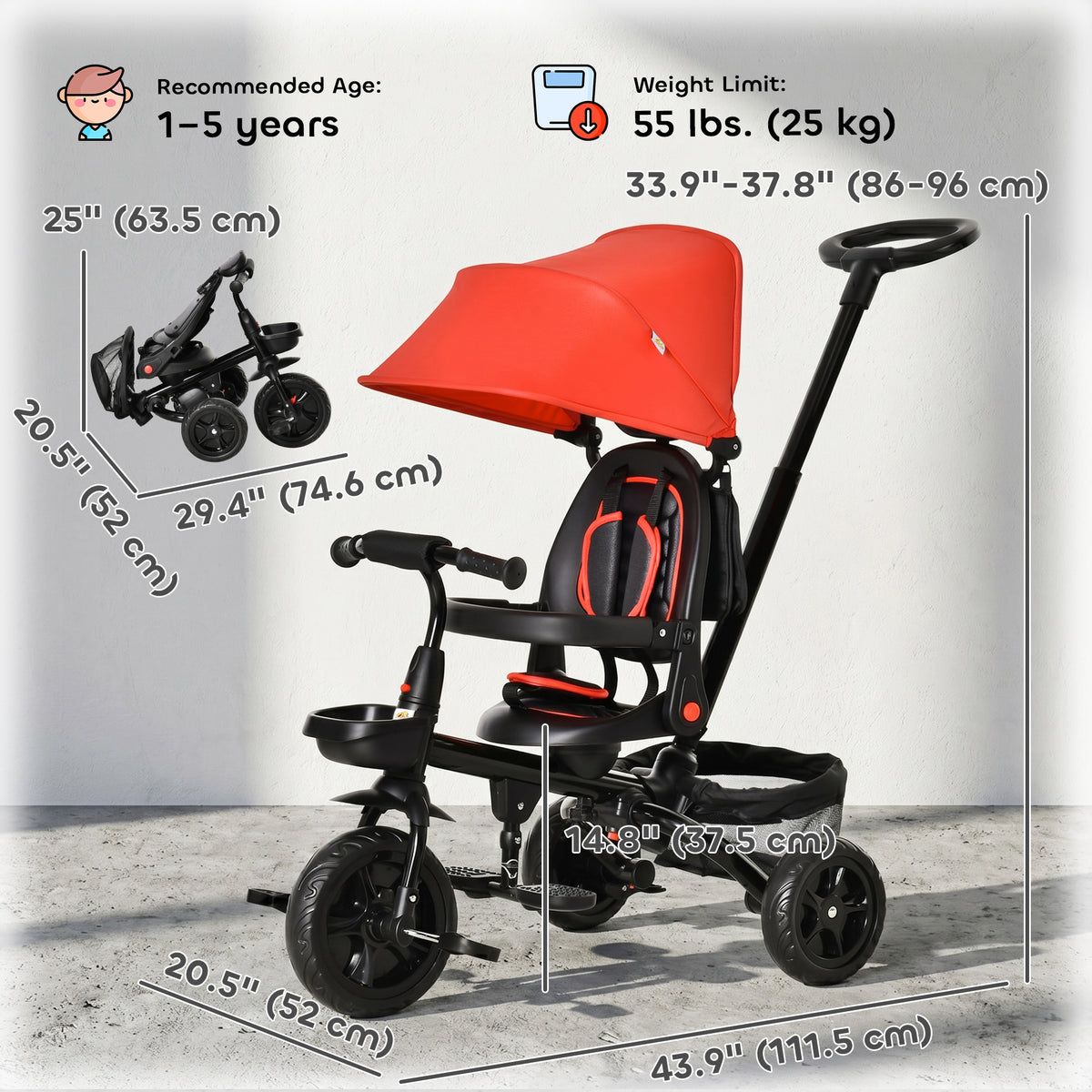 5-in-1 Growing Tricycle for Toddlers